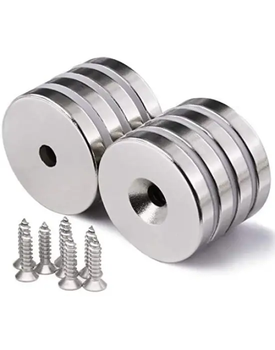 50 Adet 25x10/5x5,5 Mm Neodyum Mıknatıs Havşa Delikli Magnet Vida Atılabilir N35 Nikel Paslanmaz