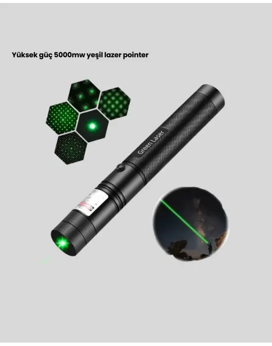 5000mw Yeşil Lazer Pointer Profesyonel Uzun Menzilli