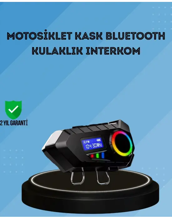 500mah Bataryalı Bluetooth 5.4  İnterkom Led Ekranlı Fm Destekli