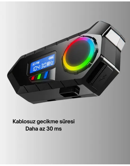 500mah Bataryalı Bluetooth 5.4  İnterkom Led Ekranlı Fm Destekli