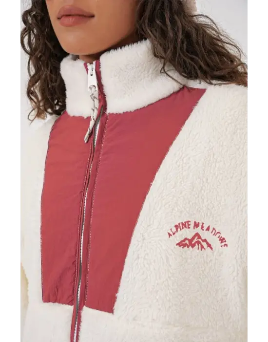 5194 Peluş Mont Ceket - Kiremit