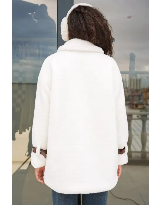 5206 Oversize Peluş Mont - Taba