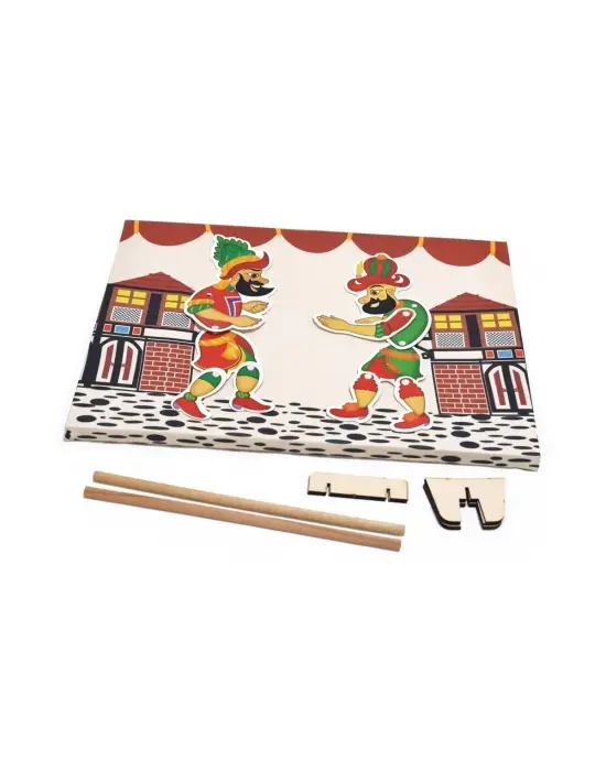 Omarı Renkli ve Eğlenceli Hacivat ve Karagöz Yağlı Boya Tablo