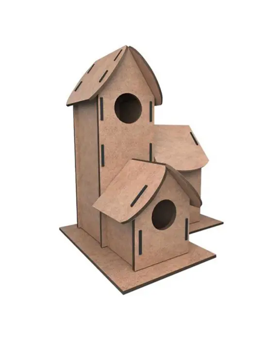 Omarı Renk Değiştirilebilir 3lü Kuş Evi - Bird House