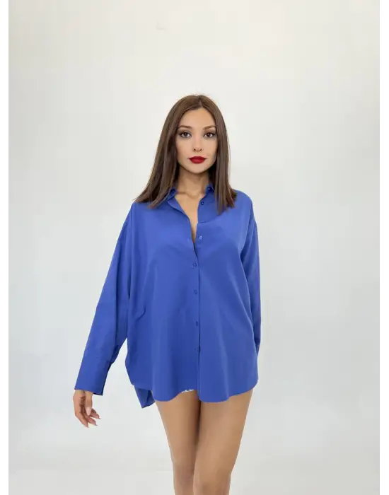 Omarı Şık Mor Gömlek - Kadın