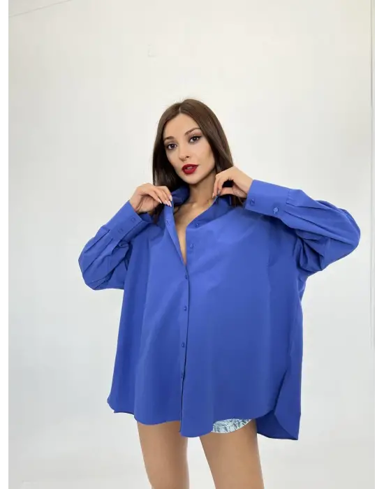 Omarı Şık Mor Gömlek - Kadın