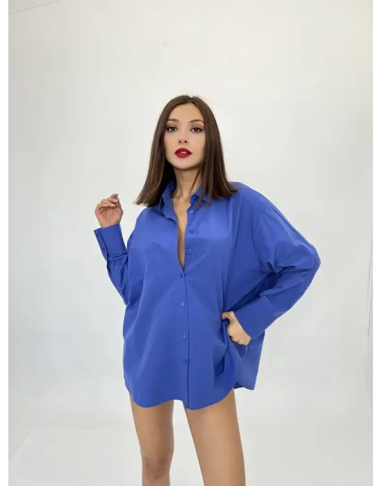 Omarı Şık Mor Gömlek - Kadın