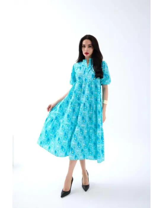 Omarı Altın İşlemeli Siyah Elbise