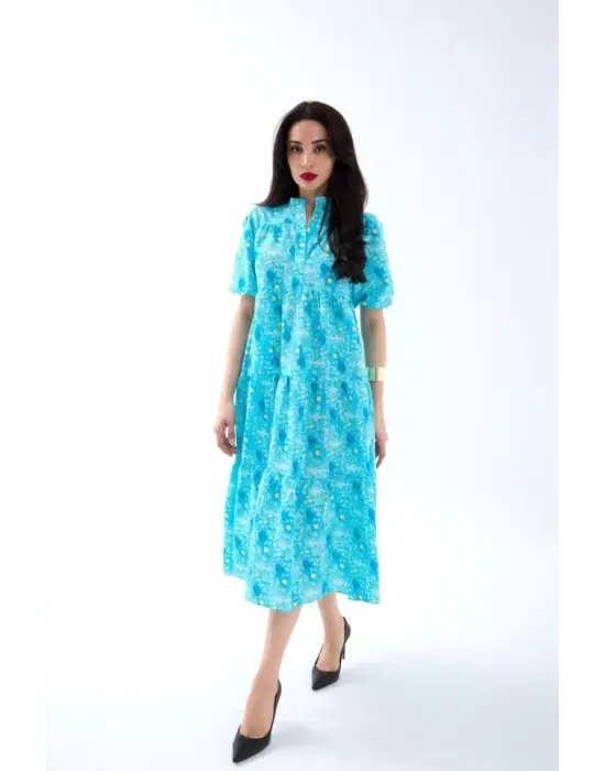 Omarı Altın İşlemeli Siyah Elbise