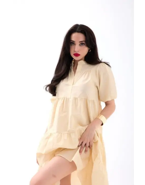 Omarı Siyah Dantel Detaylı Elbise