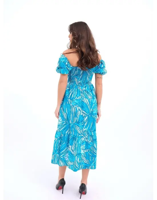 Omarı Yumuşak Dokulu Uzun Kollu Kırmızı Elbise