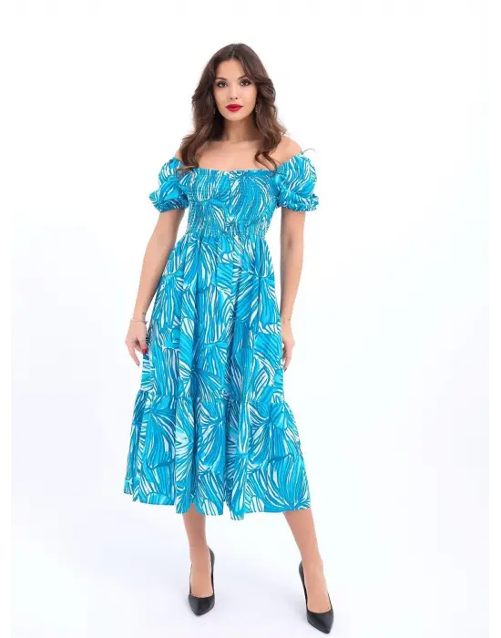 Omarı Yumuşak Dokulu Uzun Kollu Kırmızı Elbise