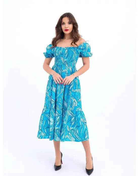 Omarı Yumuşak Dokulu Uzun Kollu Kırmızı Elbise