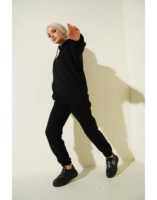 Siyah Oversize Eşofman Takımı Kadın Giyim