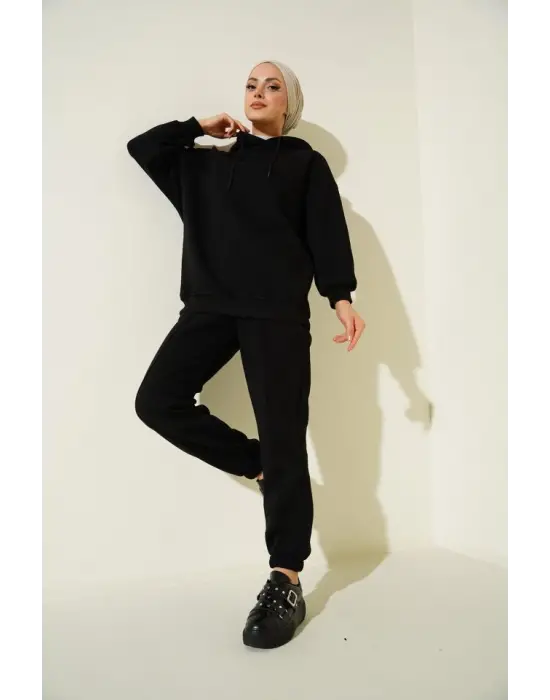 Siyah Oversize Eşofman Takımı Kadın Giyim