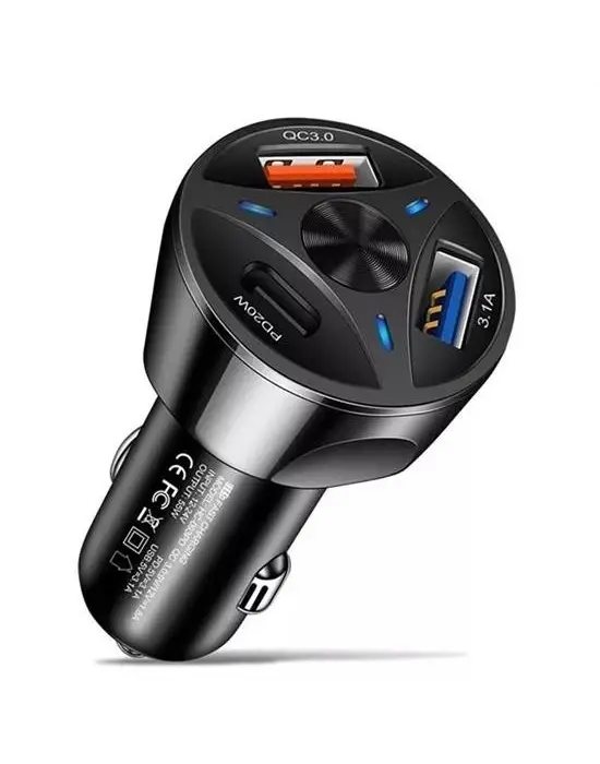 55w 3 Port Usb Araç İçin Telefon Şarj Cihazı 3 Girişli Çakmaklık Adaptör-31a Pd 20w Qc 30
