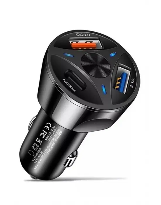 55w 3 Port Usb Araç İçin Telefon Şarj Cihazı 3 Girişli Çakmaklık Adaptör-31a Pd 20w Qc 30