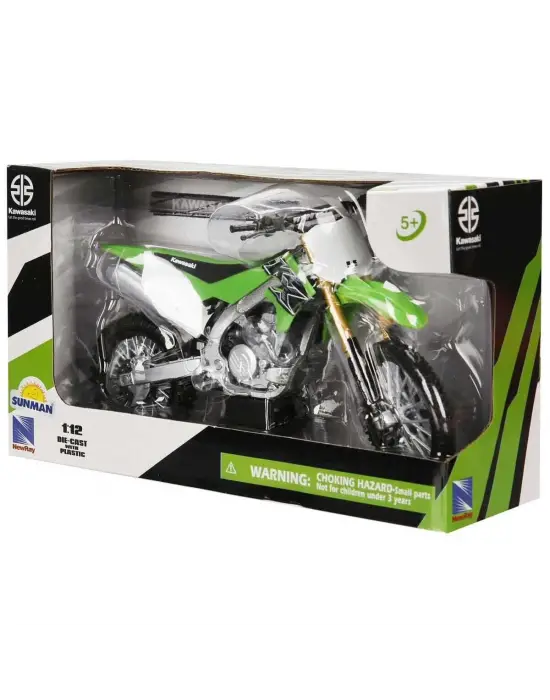 Omarı Yeşil Kawasakı KX450 Model Motosiklet 1:12 Ölçekli
