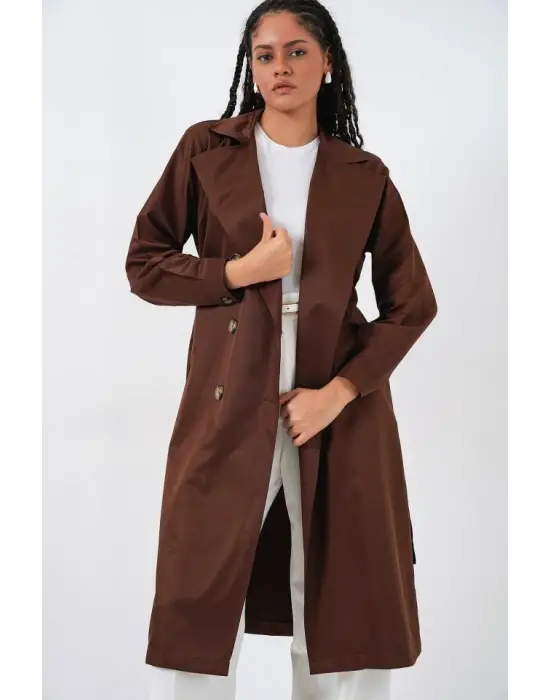 Zarif Kruvaze Yaka Trençkot