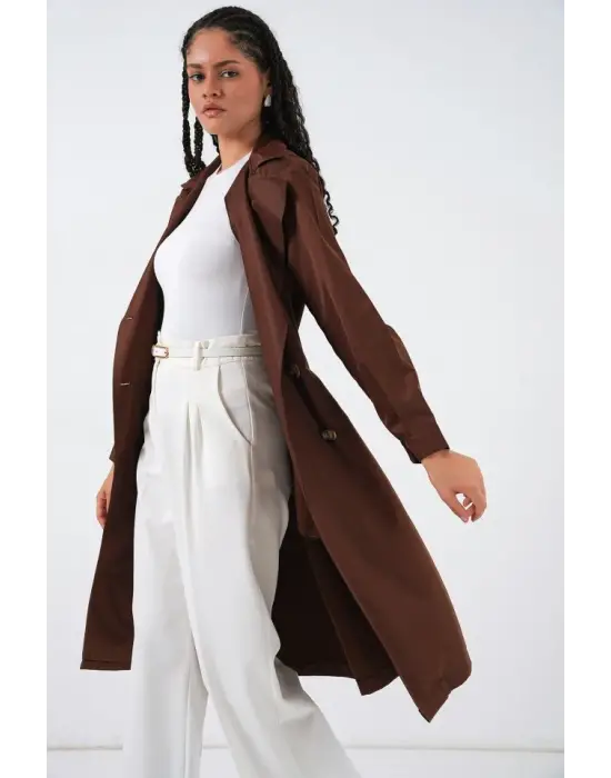 Zarif Kruvaze Yaka Trençkot