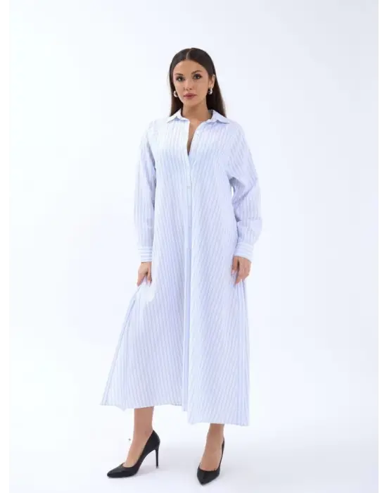 Omarı Şık ve Modern Çizgili Elbise