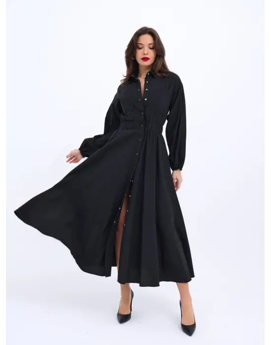 Omarı Dantelli Siyah Elbise Modası Çarpıcı Etek Ucu Detaylarıyla