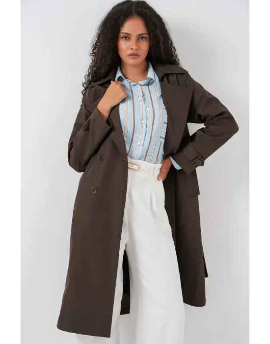 Modern Kruvaze Yaka Trençkot