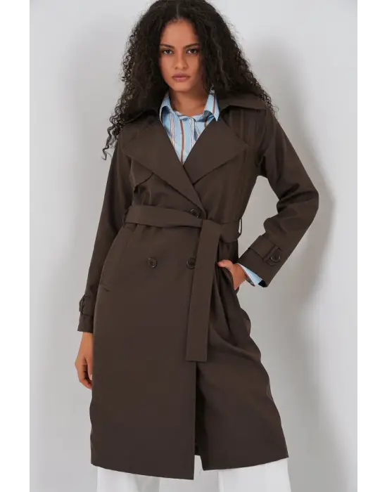 Modern Kruvaze Yaka Trençkot