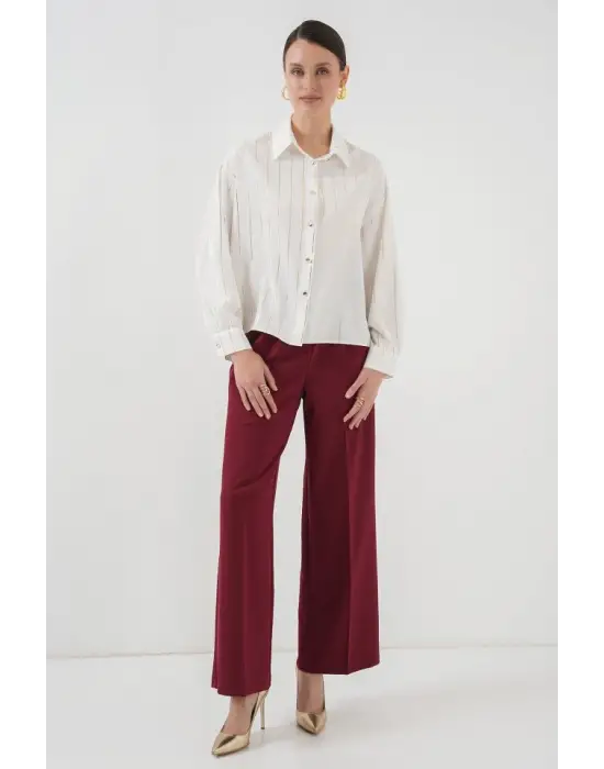 5924 Gold Çizgili Gömlek - C.Beyaz