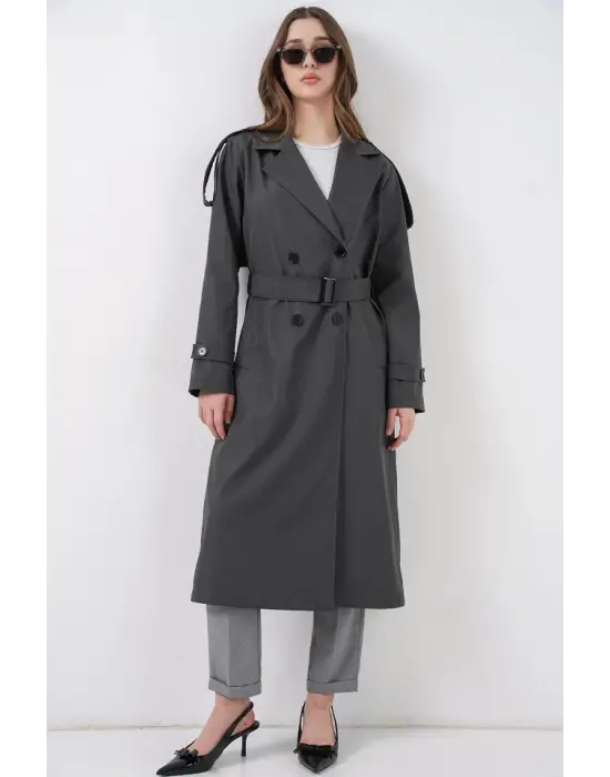 Cool Uzun Trençkot - Antrasit