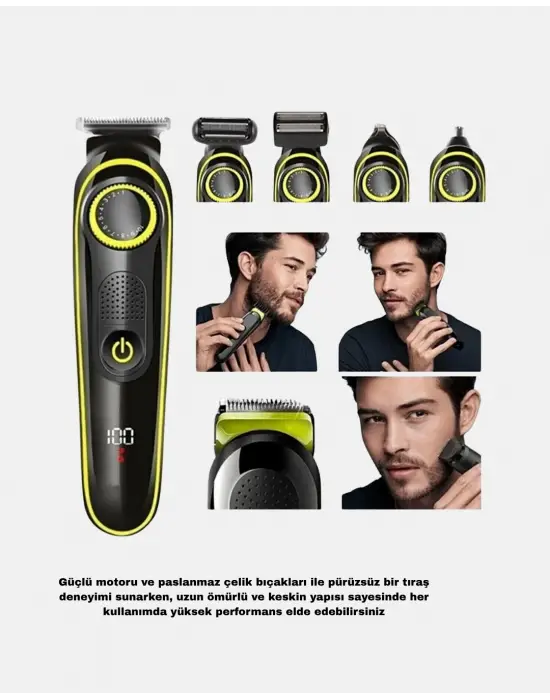 5’i 1 Arada Erkek Bakım Seti Şarjlı Suya Dayanıklı Çok Fonksiyonlu