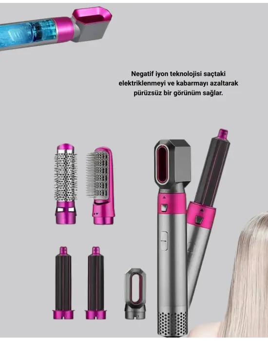 5’i 1 Arada Saç Şekillendirici Set Kuaför Düzeyinde Performans Ve Ergonomik Tasarım