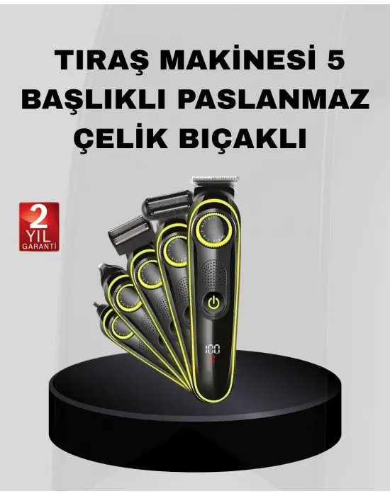 5’i 1 Arada Şarjlı Erkek Bakım Seti Led Göstergeli Ve Suya Dayanıklı