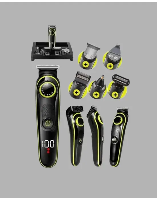 5’i 1 Arada Şarjlı Tıraş Makinesi – Paslanmaz Çelik Başlıklı, Yüz Ve Vücut Bakım Cihazı