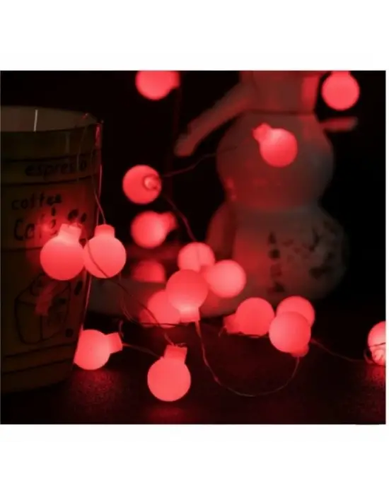 5m 28 Led Kırmızı Işık Şeffaf Kablo Fişli Eklemeli