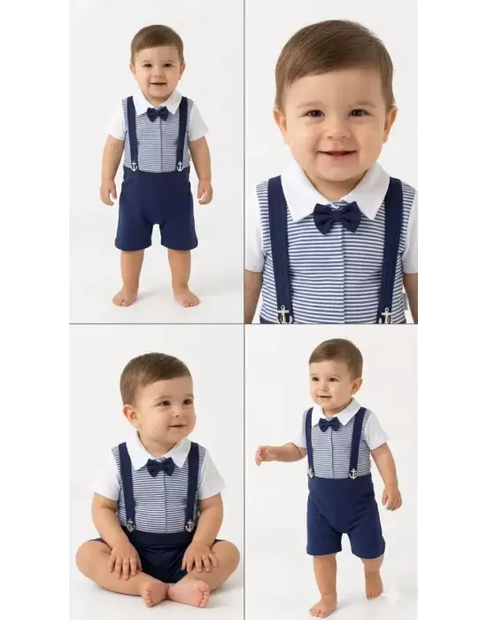 6/18 Ay Denizcik Şort-tişört Bebek Takımı