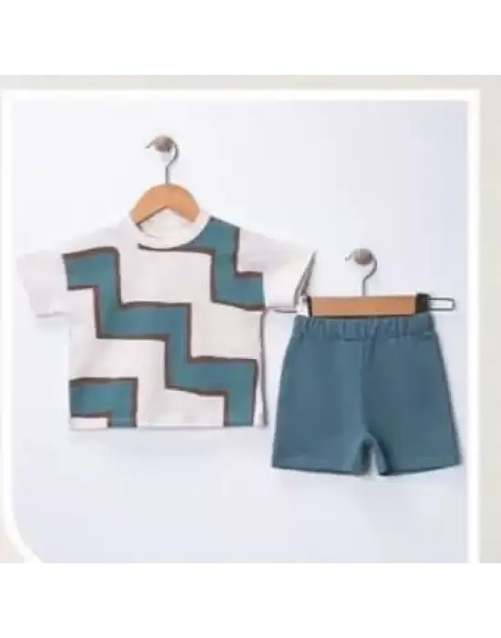 6/18 Ay Geometrik Baskılı Oversize Bebek Takımı