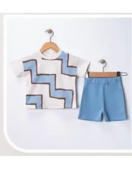 6/18 Ay Geometrik Baskılı Oversize Bebek Takımı