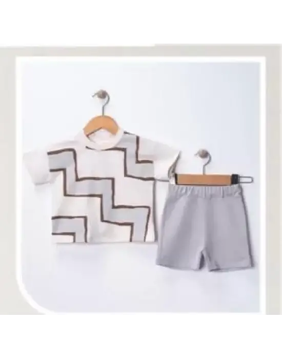 6/18 Ay Geometrik Baskılı Oversize Bebek Takımı
