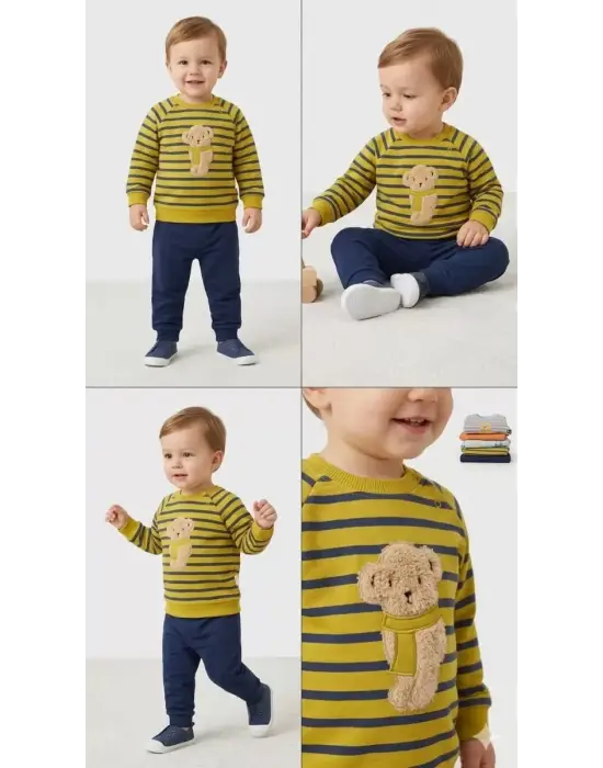 6/24 Ay Ayıcık Nakışlı Bebek Takımı