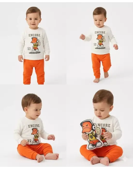 6/24 Ay Baskılı Basic Bebek Takımı