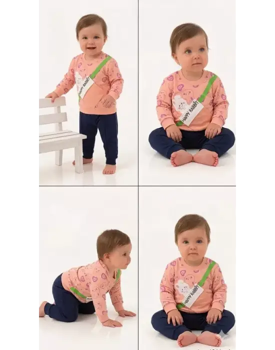 6/24 Ay Baskılı Penye Bebek Takımı