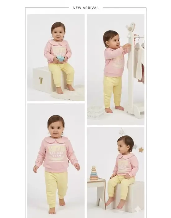 6/24 Ay Bebe Yakalı Penye Bebek Takımı