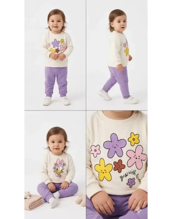 6/24 Ay Çiçek Baskılı Basic Bebek Takımı