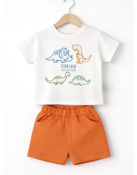 6/24 Ay Dino Baskılı Basic Bebek Takımı