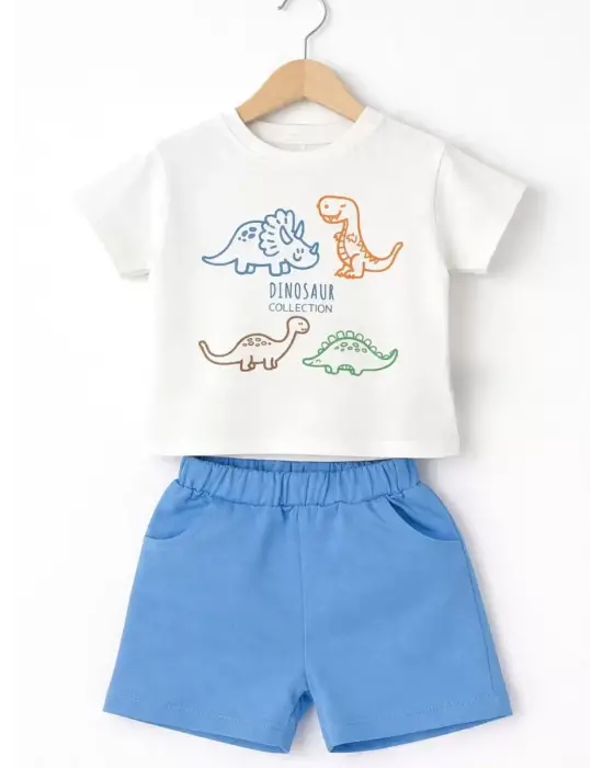 6/24 Ay Dino Baskılı Basic Bebek Takımı