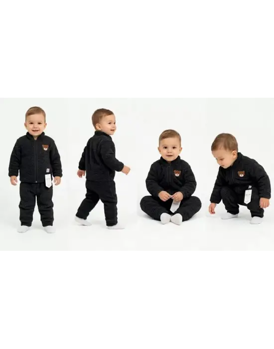 6/24 Ay Peluş Kumaş Fermuarlı Bebek Takımı