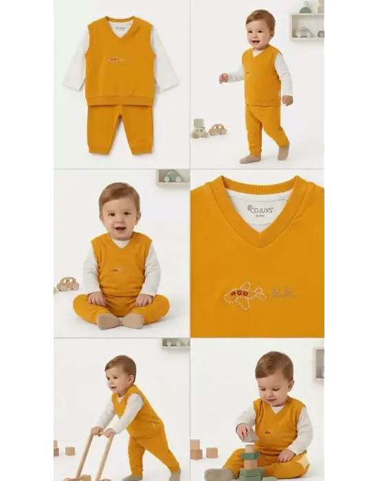 6/24 Ay Yelekli Badyli 3 Parça Bebek Takımı