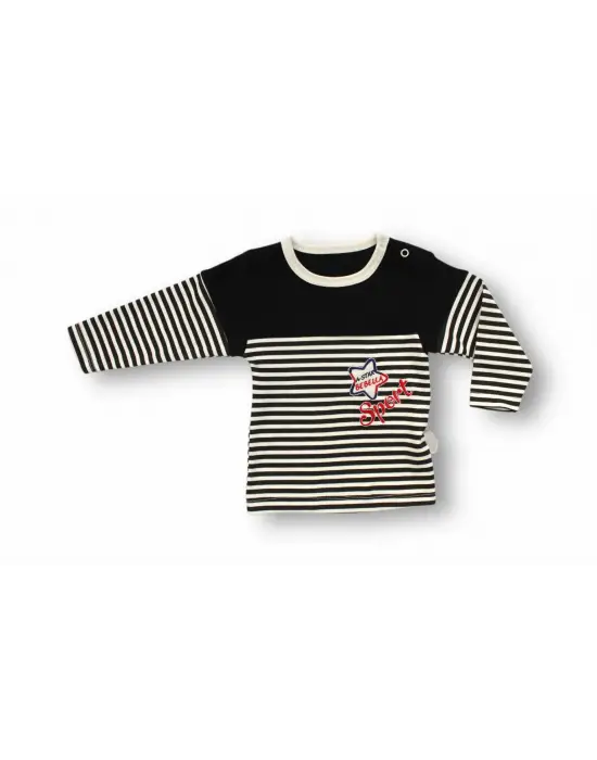 Spor Baskılı Çizgili Sweatli 2li Bebek Takımı