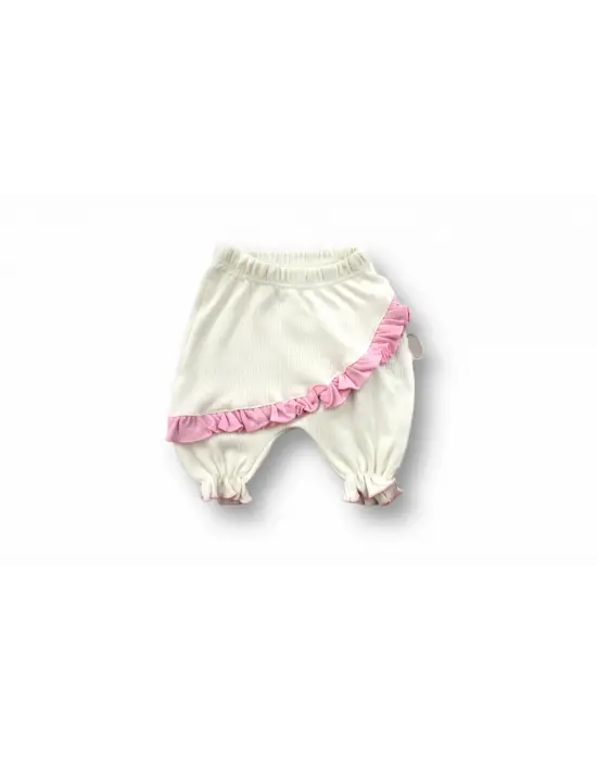 Çiçek Nakışlı Bandanalı Kısa Kollu Kız Bebek Takımı